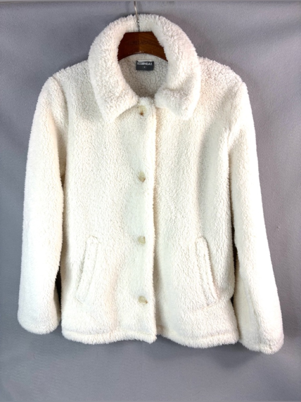32 Degrees M Cozy Teddy Button-Front Jacket in Off-White